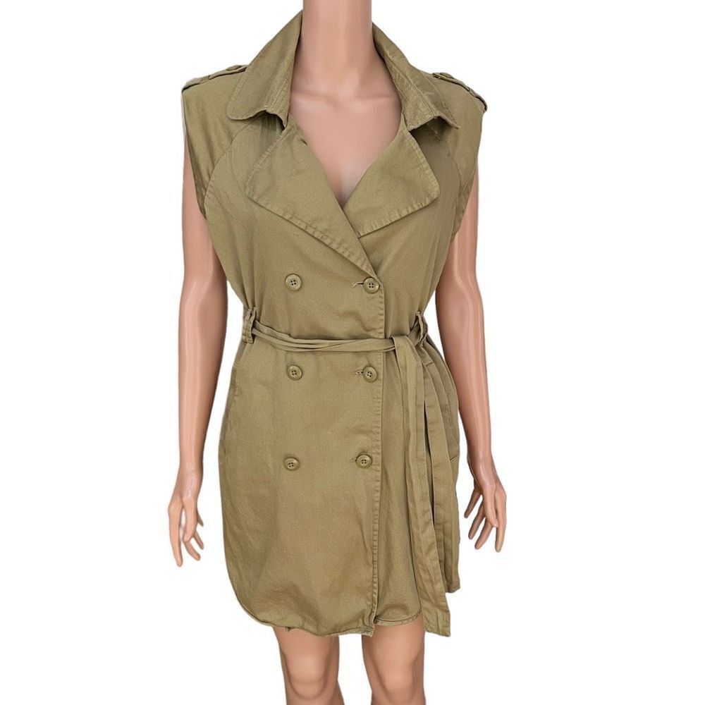 Anthropologie Staring at Stars sleeveless trench coat jacket size M cotton